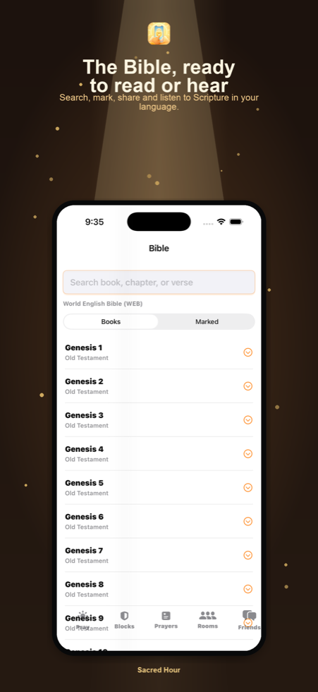 Bible reader screen