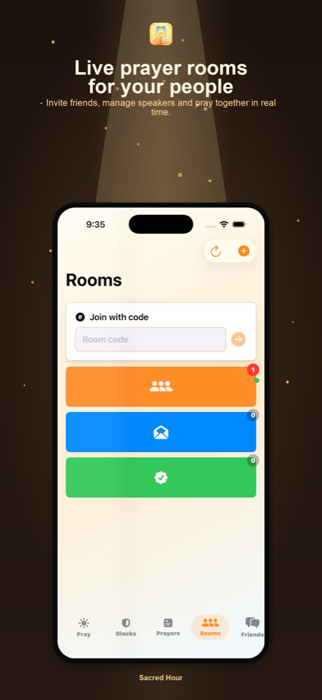 Prayer rooms screen